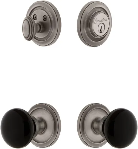 Miniatura 2 de Grandeur Hardware 853300 Roseta circular con perilla Coventry y cerrojo a juego, tamaño del respaldo: 2.375 pulgadas, latón de por vida bronce