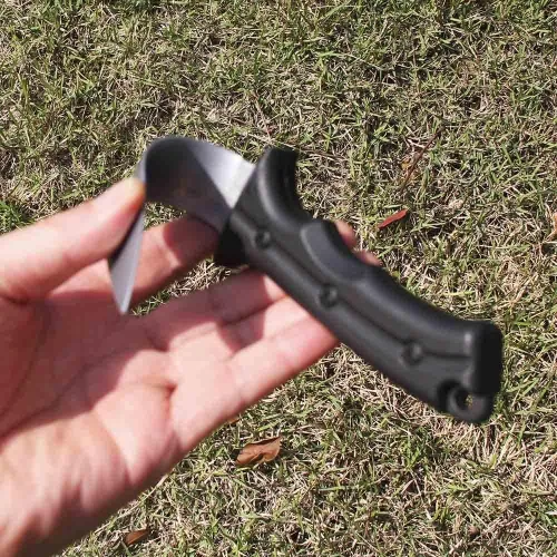 Miniatura 4 de zonzxcv 2 cuchillos falsos de utilería para niños, cuchillo falso inofensivo y seguro para fiesta de Halloween de 10 pulgadas (caqui)
