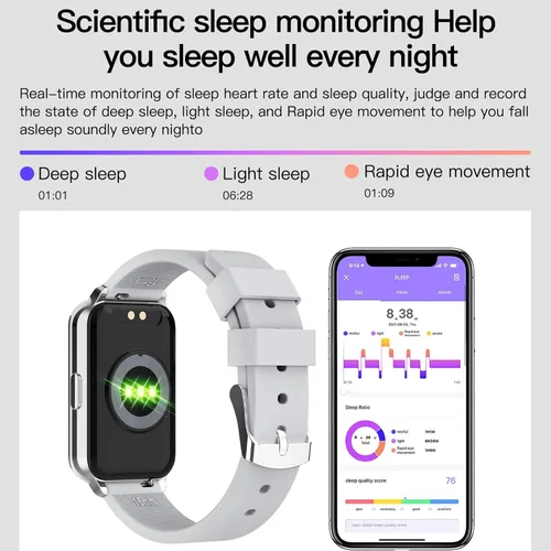 Miniatura 5 de Smart Watch Fitness Tracker Make/Answer Calls for Women Men with Heart Rate Blood Oxygen Sleep Monitor Sports Modes Step Calorie Counter IP68 Gris
