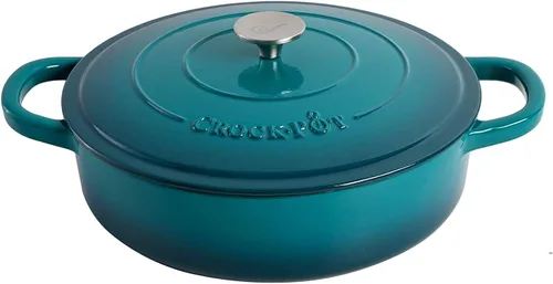 Crock-Pot Crock Pot Artisan - Estofador de hierro fundido esmaltado con tapa, 5 cuartos de galón, verde azulado degradado Turquesa Degradado
