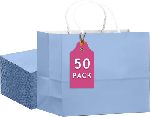 Miniatura 14 de qiqee Paquete de 50 bolsas de regalo de papel negro con asas a granel 13"x10.3"x4.6" bolsas de favor para fiestas de tamaño grande múltiples usos