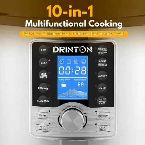 Miniatura 5 de Olla a presión comercial de 12 L/12.8 cuartos de galón, olla a presión 10 en 1 con olla antiadherente, olla a presión eléctrica de 1400 W