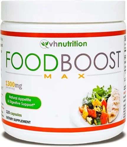 VH Nutrition FoodBoost MAX | 1300 mg Estimulante del apetito* Píldoras de aumento de peso* para hombres y mujeres | Formulado con genciana, cúrcuma,
