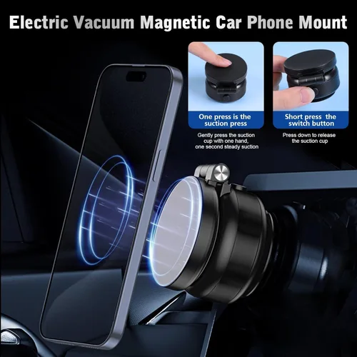 Miniatura 3 de Soporte de teléfono magnético con succión eléctrica al vacío, soporte de teléfono con ventosa ajustable para automóvil, plegable e inteligente
