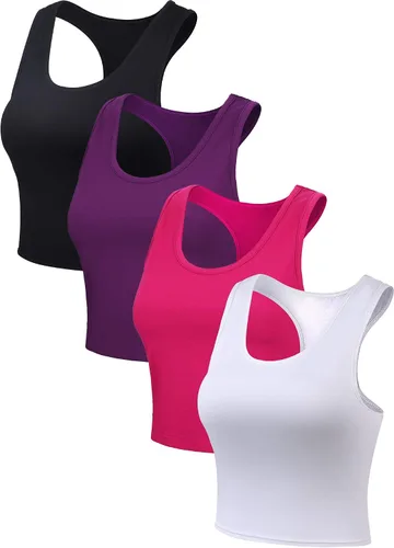 Miniatura 4 de Boao 4 camisetas básicas sin mangas de espalda cruzada para mujer