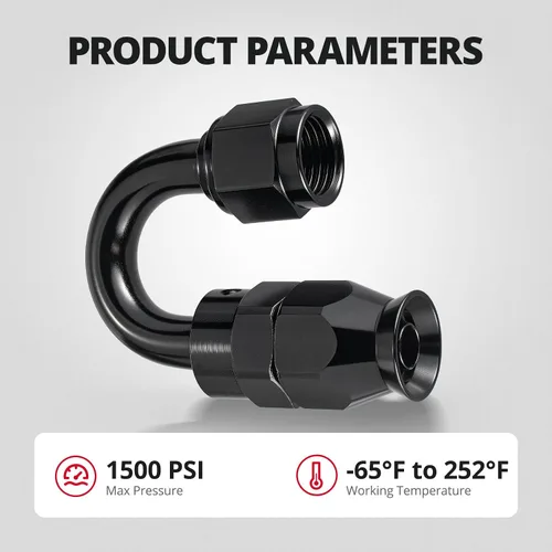 Miniatura 4 de EVIL ENERGY 6AN PTFE montaje extremo manguera montaje 180 grados negro para manguera de PTFE solamente 2PCS