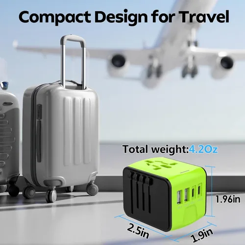 Miniatura 7 de JMFONE Adaptador de viaje internacional, 2 puertos USB-C y 2 puertos USB-A y enchufes de CA múltiples, adaptador de corriente universal en todo el 2