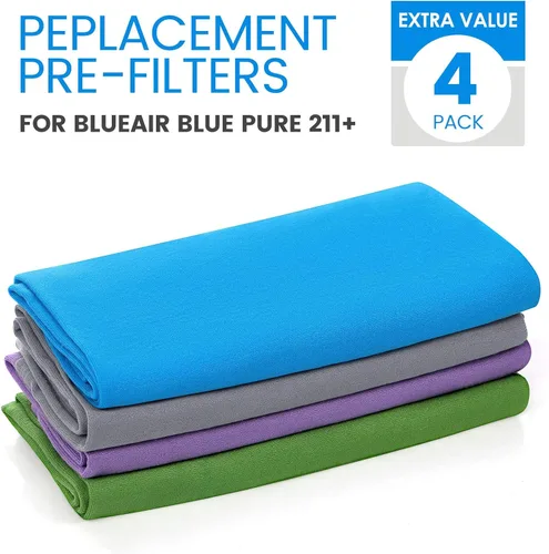 Miniatura 7 de Paquete de 4 prefiltros lavables de repuesto para purificador de aire Blueair Blue Pure 211+, elimina polen, polvo, caspa de mascotas, color incluye