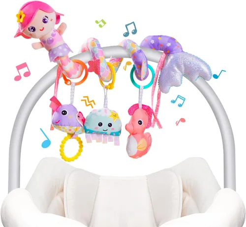 Miniatura 8 de Koty Juguetes para Asiento de Carro, Lindos Juguetes de Elefante para Asiento de Carro para Bebés de 0-6 Meses Niño, Juguetes para Cochecito