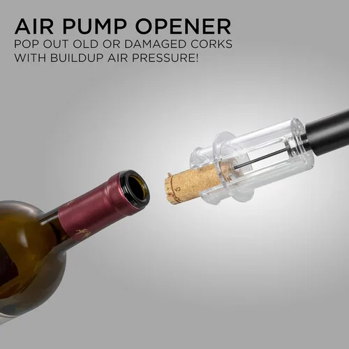 Miniatura 8 de Ivation Juego de vino de 9 piezas Abridor eléctrico, bomba de aire, vertedor con aireador, tapones de vino y champán, cortador de lámina y soporte.