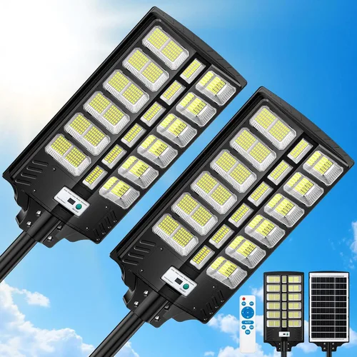 Miniatura 9 de Farolas solares impermeables para exteriores, 9000 W, gran iluminación comercial de estacionamiento con sensor de movimiento y control remoto