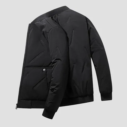 Miniatura 4 de Chaquetas acolchadas para hombre, cálidas, con cremallera, casual, chaqueta bomber softshell gruesa cortavientos, chaqueta universitaria, abrigos