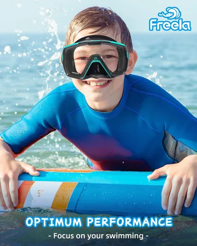Miniatura 7 de Freela Gafas de natación para niños con cubierta de nariz para 6 a 16 años, paquete de 2 máscaras de natación de visión amplia, antiniebla, sin