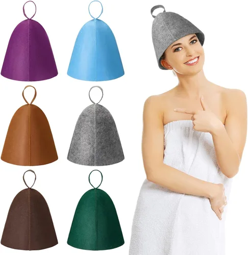 Miniatura 9 de Jiuguva Sombreros de sauna de lana, sombreros rusos para sauna, sombreros de sauna para mujeres, accesorios de ducha de sauna