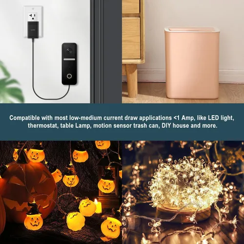 Miniatura 5 de Adaptador de fuente de alimentación AC Lenink para batería AA, reemplaza 2 baterías AA para farol de calabaza, luz LED, termostato, lámpara de mesa