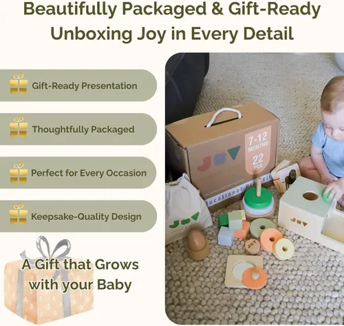 Miniatura 9 de Jackie & Vancie Juguetes Montessori para Niños de 1 Año, Juego Sensorial 6 en 1 Juguetes de Aprendizaje de Madera, Set de Juguetes Montessori