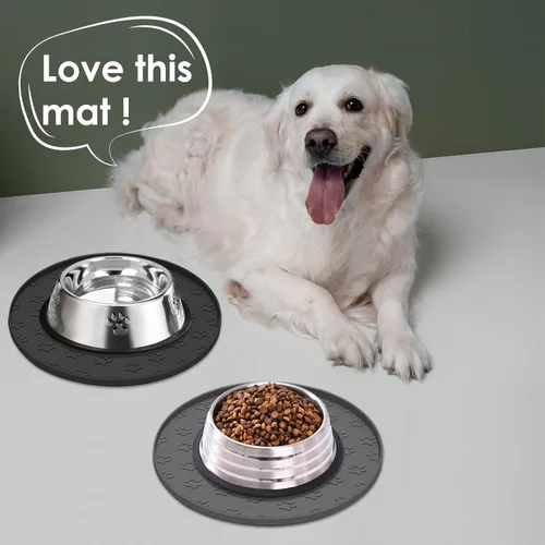 Miniatura 7 de Tapetes de alimentación de mascotas, para alimentos y agua, manteles individuales antideslizantes impermeables para perro y gato, paquete de 2