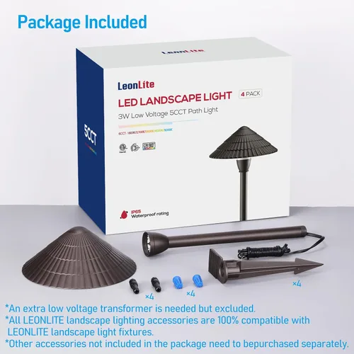 Miniatura 9 de LEONLITE 5CCT - Luces LED de bajo voltaje, 3 W de aluminio fundido de 12 a 24 V, luces de camino IP65 de 1800 K-5000 K, iluminación de paisaje