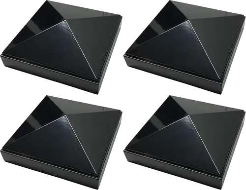 Miniatura 10 de Tapa de poste piramidal de aluminio de 3 x 3 pulgadas para postes de metal, ajuste a presión, color negro con recubrimiento en polvo, resistente al