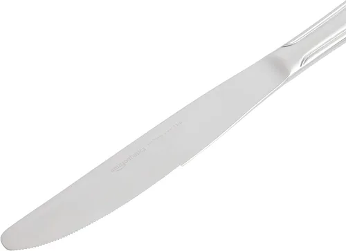 Miniatura 4 de Amazon Basics Juego de cubiertos, cubiertos de acero inoxidable, apto para lavavajillas, servicio para 4, 20 piezas de tenedores y cucharas, borde