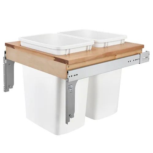 Miniatura 12 de Rev-A-Shelf Botes de basura de cocina de 27 cuartos de galón de montaje superior con toboganes de extensión completa clasificados de 150 libras