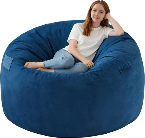 Miniatura 62 de Silla de Puf de 3 Pies, Sillas de Puf Cómodas con Relleno de Espuma Viscoelástica, Sofá de Puf Esponjoso con Funda de Terciopelo Holandés, Sillas
