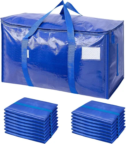 Miniatura 39 de TICONN Paquete de 2 bolsas de mudanza extra grandes resistentes con cremalleras y asas de transporte, bolsas de almacenamiento duraderas