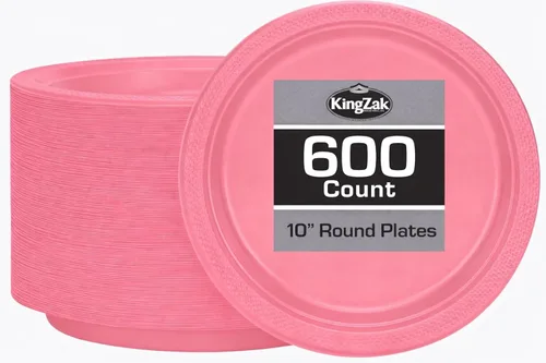 Miniatura 43 de Platos de plástico rojos de la colección Hanna K. Signature, redondos de 9 pulgadas, 50 unidades – Platos desechables resistentes para cenas