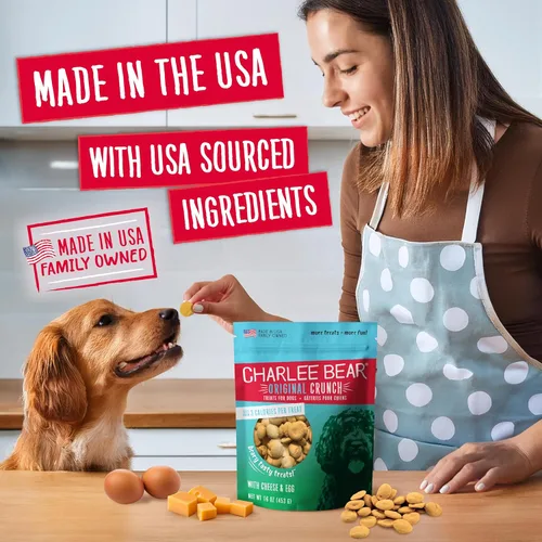 Miniatura 4 de Charlee Bear - Premios Original Crunch naturales para perro, hecho en los Estados Unidos, golosinas bajas en calorías para entrenar o premiar.