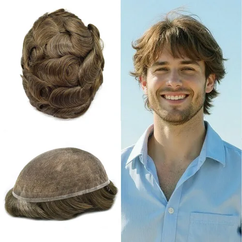 Miniatura 122 de PUNRU HAIR Completo Swiss Lace Toupee para hombres Sistema de cabello humano real Sistema de reemplazo de cabello humano para hombre Toupee