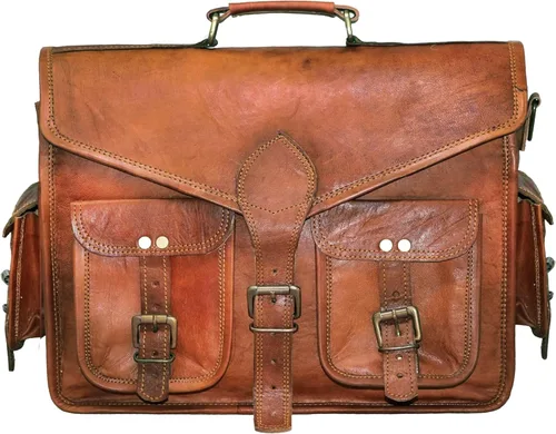 Miniatura 3 de 15 "bolso de mensajero de cuero para computadora portátil, maletín de oficina, regalo para hombres, bolsa de hombro desgastada