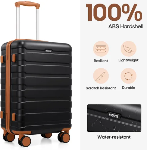 Miniatura 4 de Juegos de equipaje rígido de 20 pulgadas con mochila, equipaje de mano de 22 x 14 x 9 pulgadas, aprobado por aerolíneas para hombres y mujeres