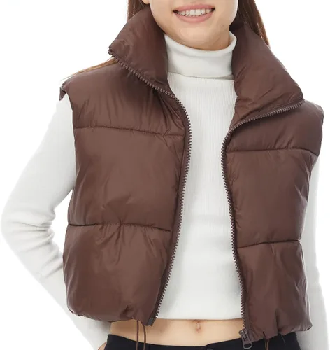 Miniatura 4 de Chaleco acolchado de invierno para mujer, cuello alto, ligero, sin mangas, chaleco acolchado