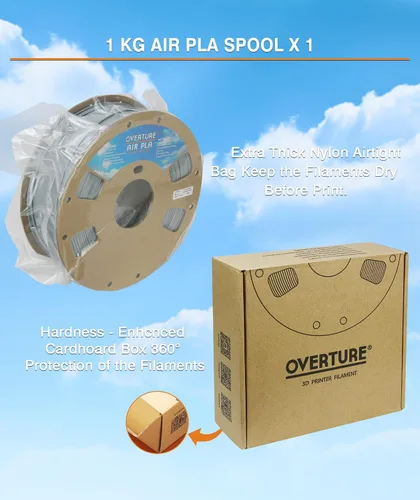 Miniatura 8 de OVERTURE - Filamento Air PLA, PLA pre-espumado de baja densidad, PLA ligero, carrete de cartón, 0.82 kg (1.8 libras), precisión dimensional +/- 0.02