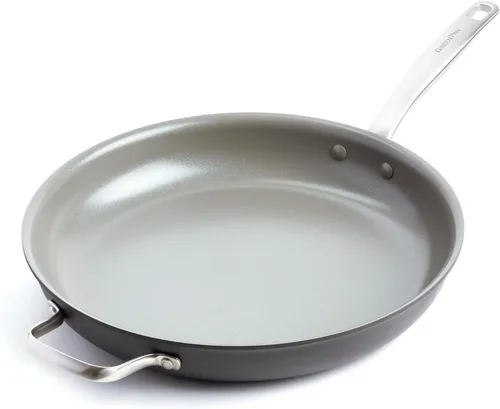 GreenPan Chatham - Sartén antiadherente de cerámica anodizada y saludable de 13", con mango auxiliar, sin PFAS, apta para lavavajillas, apta para