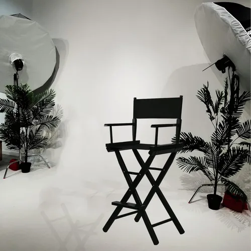 Miniatura 2 de Tall Directors - Silla plegable de 46 pulgadas, silla de maquillaje negra para artistas de maquillaje, capacidad de 250 libras, madera dura maciza