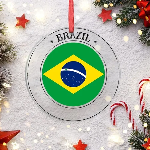 Miniatura 4 de Adornos para árbol de Navidad con bandera de Brasil, recuerdo de la ciudad del país, adornos de Navidad personalizados 2022, adornos colgantes