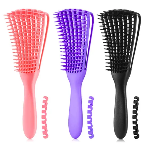Miniatura 28 de Cepillo para el cabello, cepillo desenredante para cabello afroamericano/africano texturizado 3a a 4c rizado
