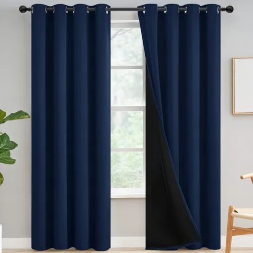 Miniatura 279 de Yakamok Cortinas negras, cortinas de ventana con aislamiento térmico y eficiencia energética para dormitorio, cortinas opacas completas y cortinas