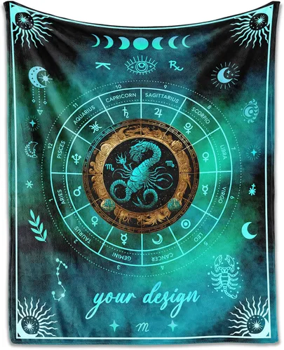 Miniatura 26 de Manta Acuario para Regalos, 40" x 30" Manta Rectangular de Franela del Zodiaco Acogedora, Regalo para Niños Niñas Adolescentes Mujeres Hombres