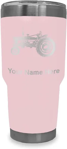 Miniatura 23 de LaserGram Vaso aislado al vacío de 20 onzas, Old Farm Tractor, grabado personalizado incluido (negro)