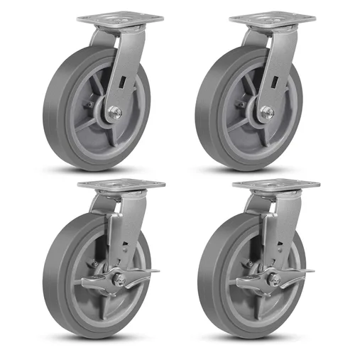 Miniatura 11 de Juego de 4 ruedas giratorias industriales de 5 pulgadas de alta resistencia con capacidad de carga de 3200 libras, ruedas de goma para muebles