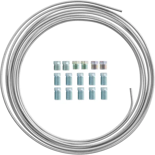 Miniatura 2 de 4LIFETIMELINES Kit de línea de freno, tubo de acero galvanizado, bobina de tubería de línea de freno de 1/4 pulgadas x 25 pies, con 16 accesorios