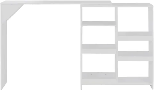 Miniatura 3 de White Bar Table with Adjustable Shelf 54.3"x15.4"x43.3" Counter Height Space Saving Modern Design for Kitchen Dining Room Small Spaces