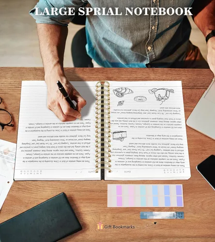 Miniatura 7 de MUAHLIUB Cuaderno de espiral rayado universitario, 360 páginas rayadas gruesas para mujeres y hombres, cuadernos grandes B5 con papel de 100GSM