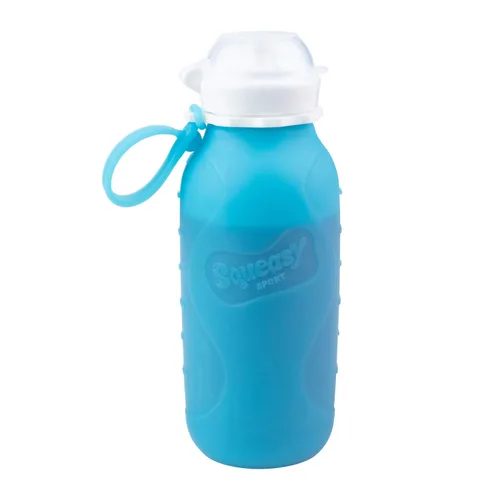Miniatura 18 de Aqua 3.5 oz Squeasy Snacker - Bolsa de comida reutilizable de silicona a prueba de derrames - para alimentos blandos y líquidos - Agua, salsa