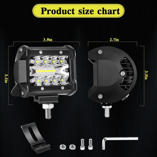 Miniatura 2 de WINBANG Luces LED de 4 pulgadas, 60 W, módulos de luz de trabajo cuadrados de 12 V 24 V, barra de luces LED antiniebla/conducción/luz todoterreno