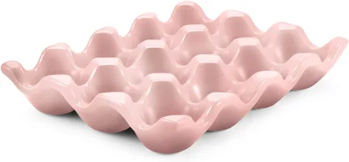 Miniatura 25 de Flexzion Organizador de huevos cerámico para nevera - Bandeja de huevos de 6 tazas, contenedor de porcelana para media docena, organizador de Gris
