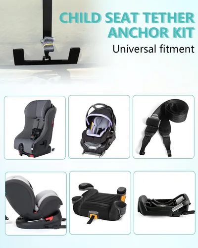 Miniatura 6 de Kit de Anclaje de Pestillo para Asiento Infantil de Coche, Correa de Seguridad para Asiento de Coche, Adaptador de Pestillo ISOFIX de Acero para Kit