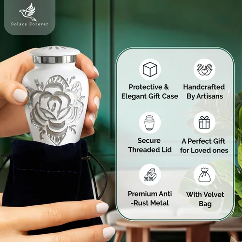 Miniatura 4 de Urna de Cremación de Rosa para Cenizas para Mujeres y Hombres - Urnas de Rosa Artesanales para Cenizas Humanas Adultas Femeninas y Masculinas